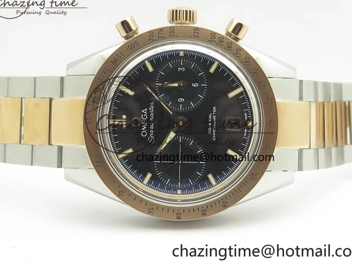 0116 Speedmaster ’57 Co-Axial SS RG OMF 1:1 Best Edition Black Dial On SS RG Bracelet A9300 (Free Leather Strap) RelaxedFit 8071